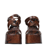 Paris Texas Brown Leather Wedges Sandals PA-9257529114889-EU36.5/US6.5