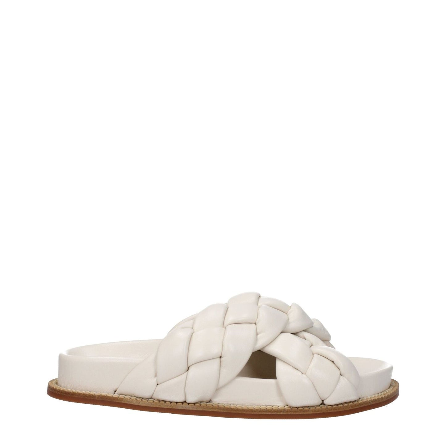 Fabiana Filippi Beige Leather Slippers Sandals FA-9314090942729-EU37/US7