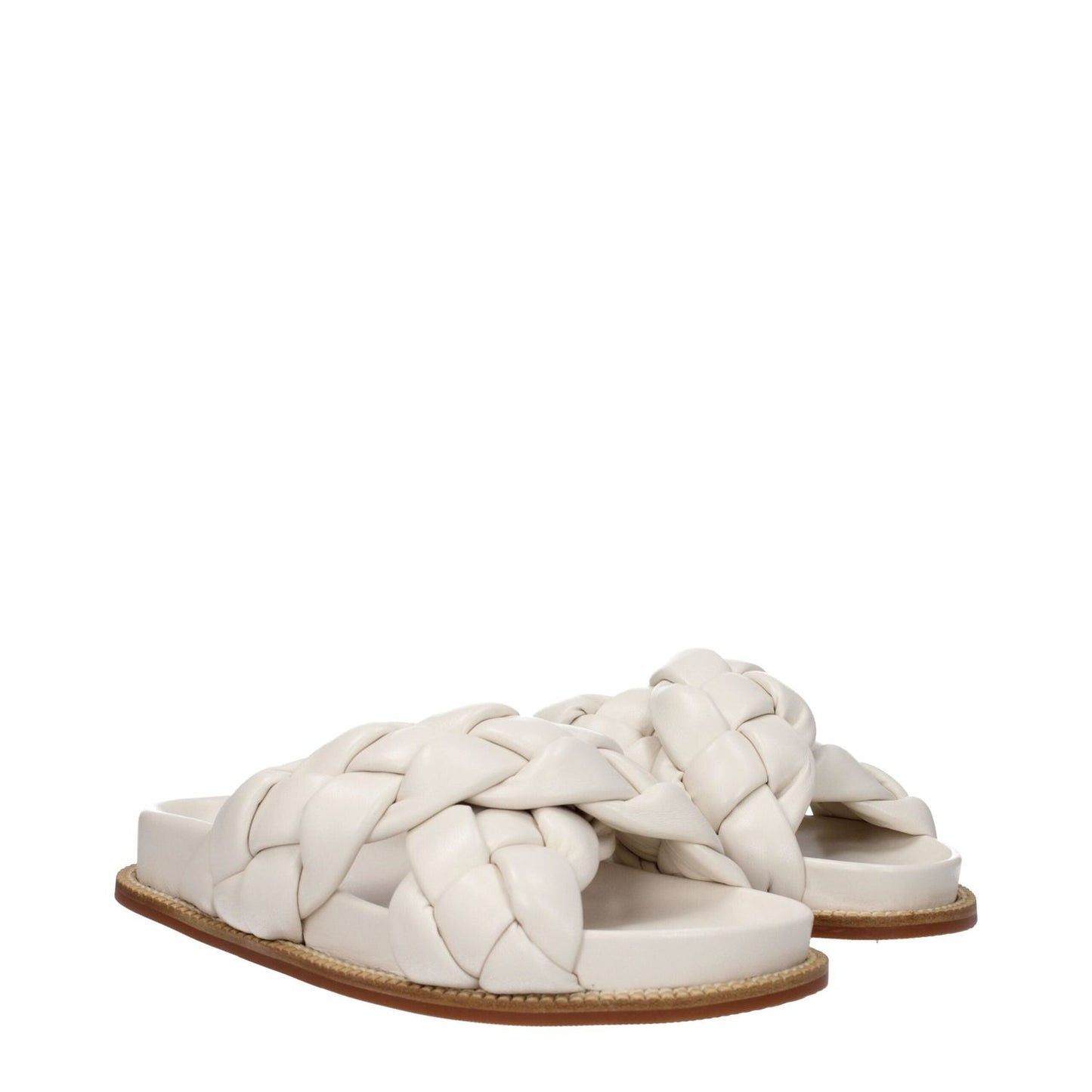 Fabiana Filippi Beige Leather Slippers Sandals FA-9314090942729-EU37/US7