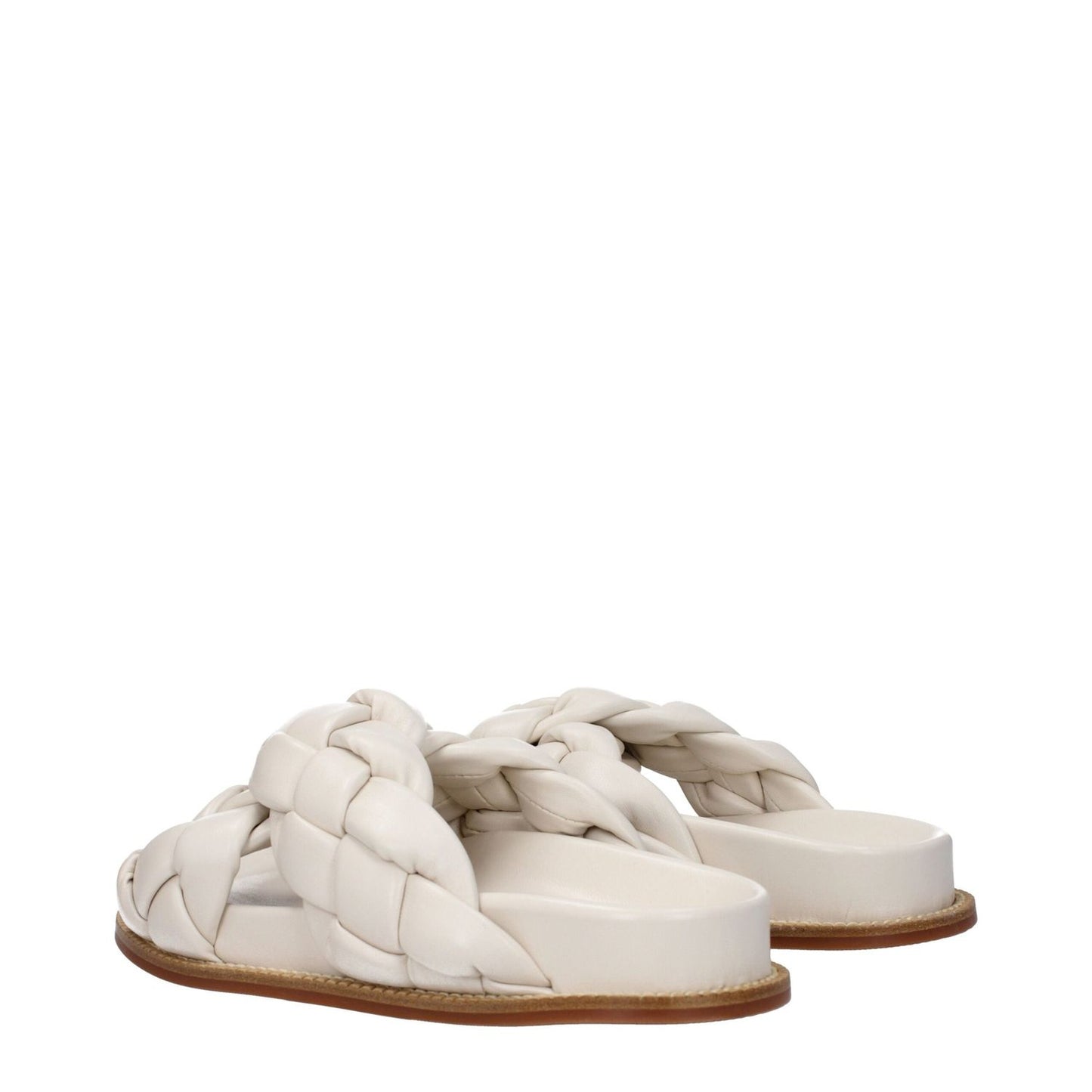 Fabiana Filippi Beige Leather Slippers Sandals FA-9314090942729-EU37/US7