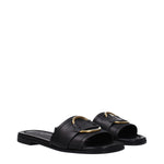 Moncler Black Leather Slippers Sandals MO-9353158000905-EU36/US6