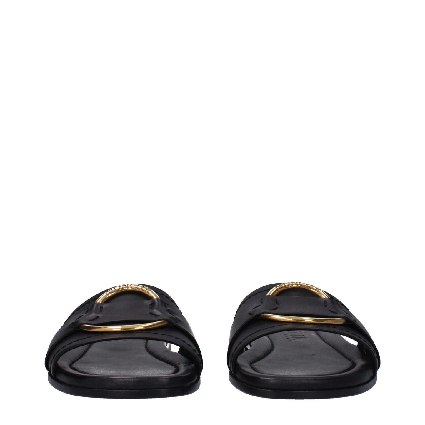 Moncler Black Leather Slippers Sandals MO-9353158000905-EU36/US6