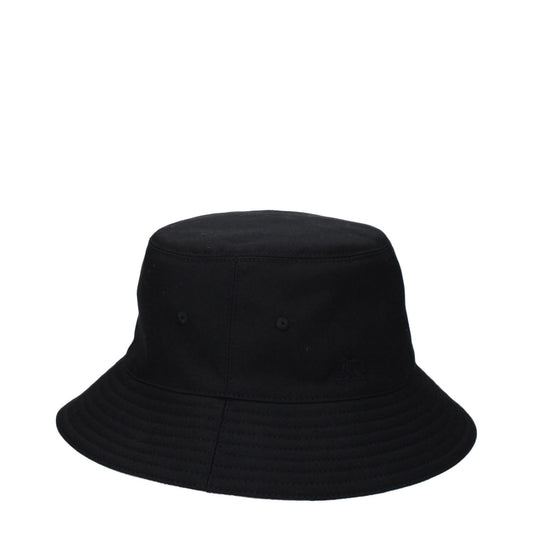 Burberry Black Fabric Bucket Hat, 66% polyester and 34% cotton, featuring back logo and signature check print. New collection item.