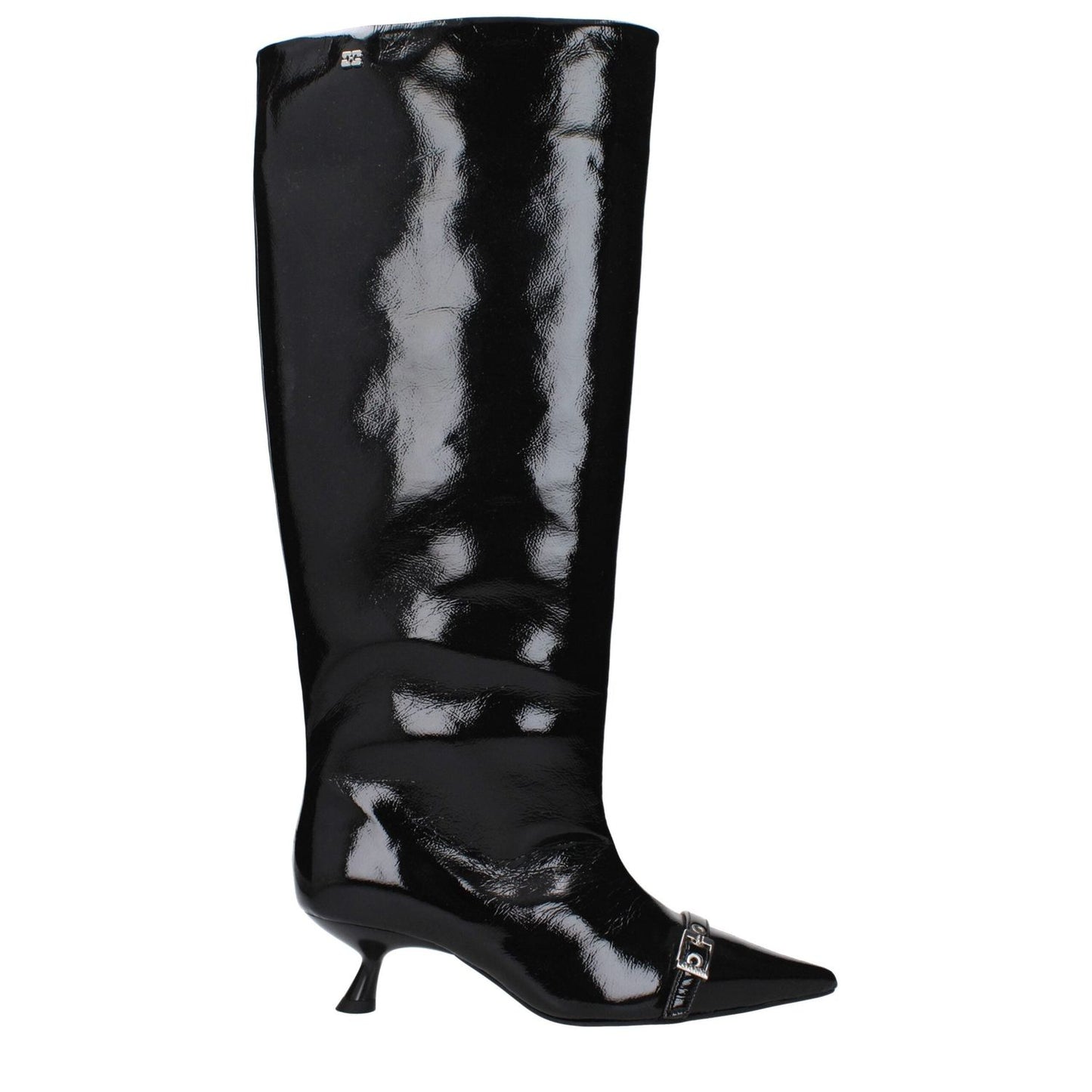 Ganni Black Leather Boots GA-10031467299081-EU37/US7