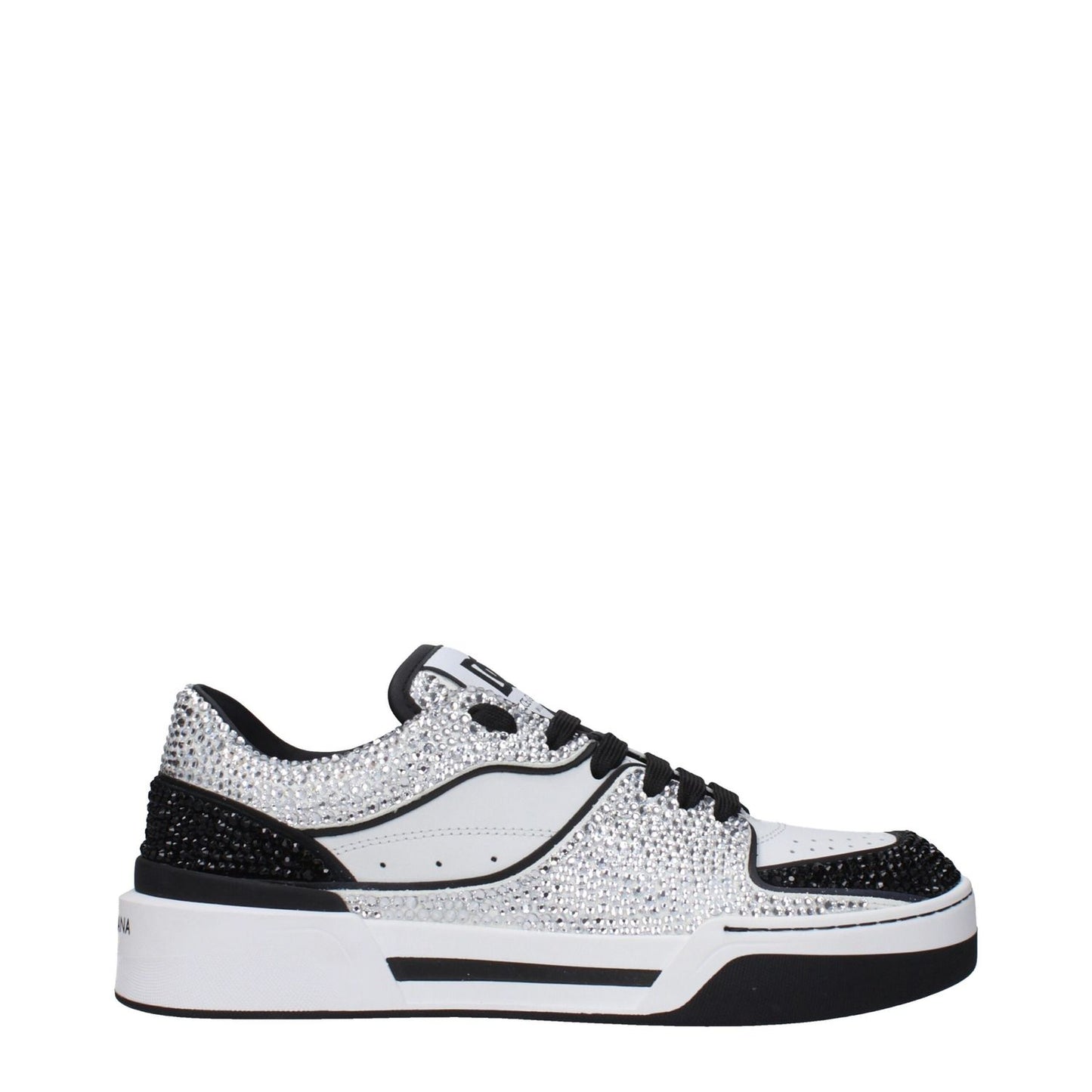 Dolce & Gabbana White Leather Low Top Sneakers with front and back logo detailing in a luxury design.