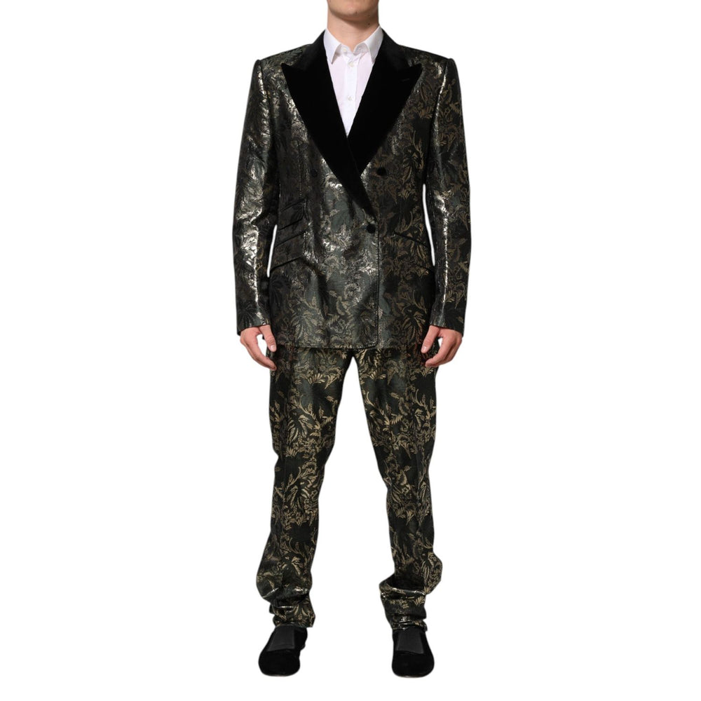 Dolce & Gabbana Metallic Floral Jacquard Silk 2 Piece Suit KOS2367-56