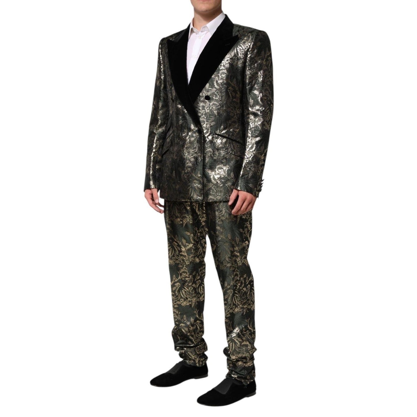 Dolce & Gabbana Metallic Floral Jacquard Silk 2 Piece Suit KOS2367-56