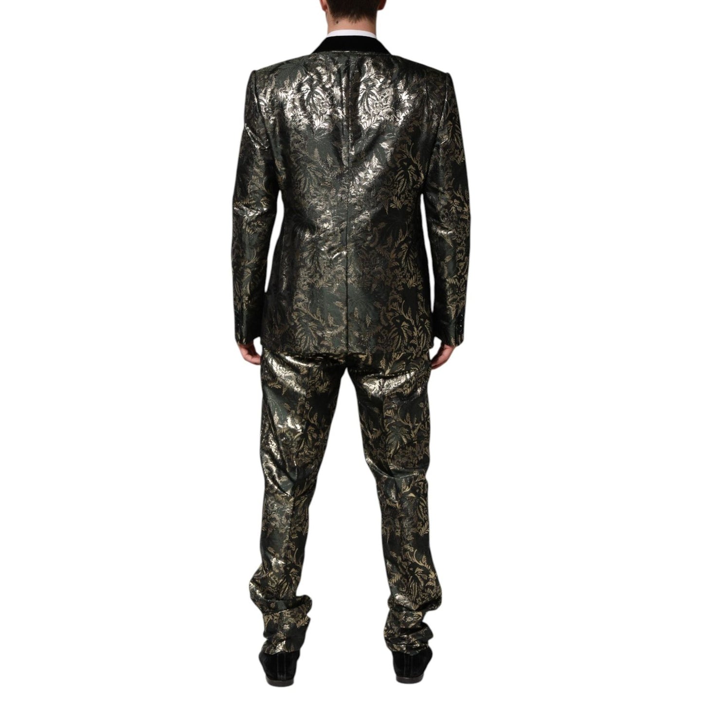 Dolce & Gabbana Metallic Floral Jacquard Silk 2 Piece Suit KOS2367-56