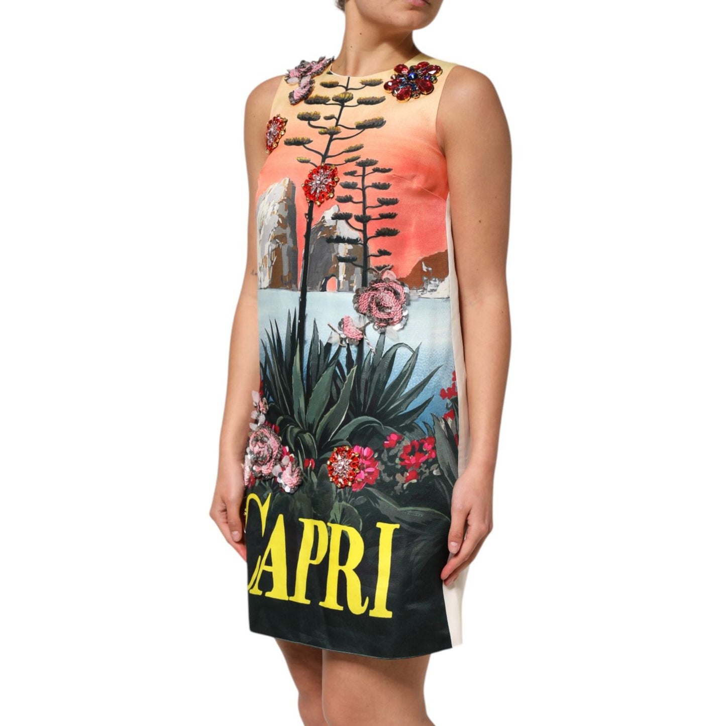 Dolce & Gabbana Multicolor Crystal Embellished A-line Mini Dress DR81766-38