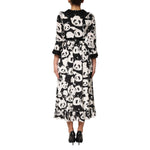 Dolce & Gabbana White Black Panda Print Flared Midi Dress DR81813-40