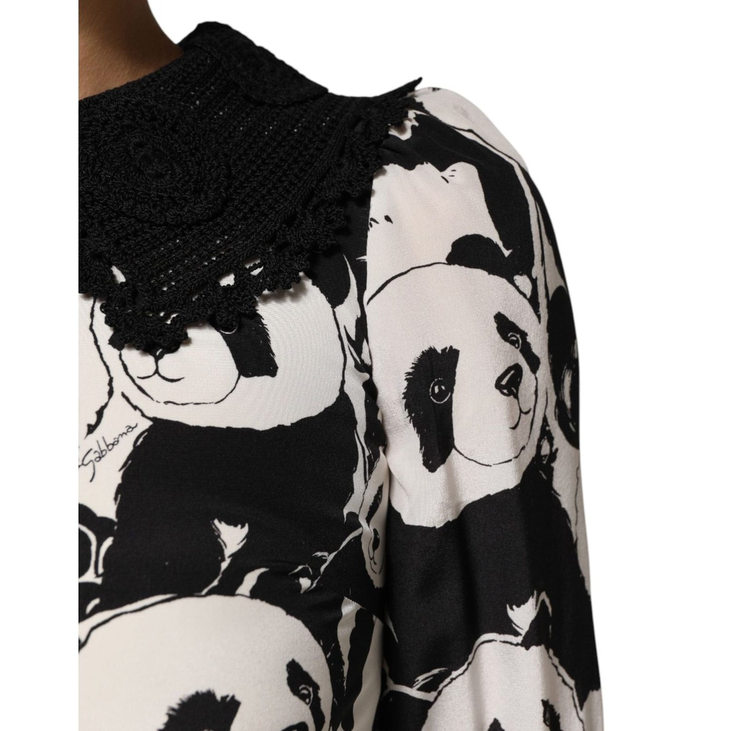 Dolce & Gabbana White Black Panda Print Flared Midi Dress DR81813-40