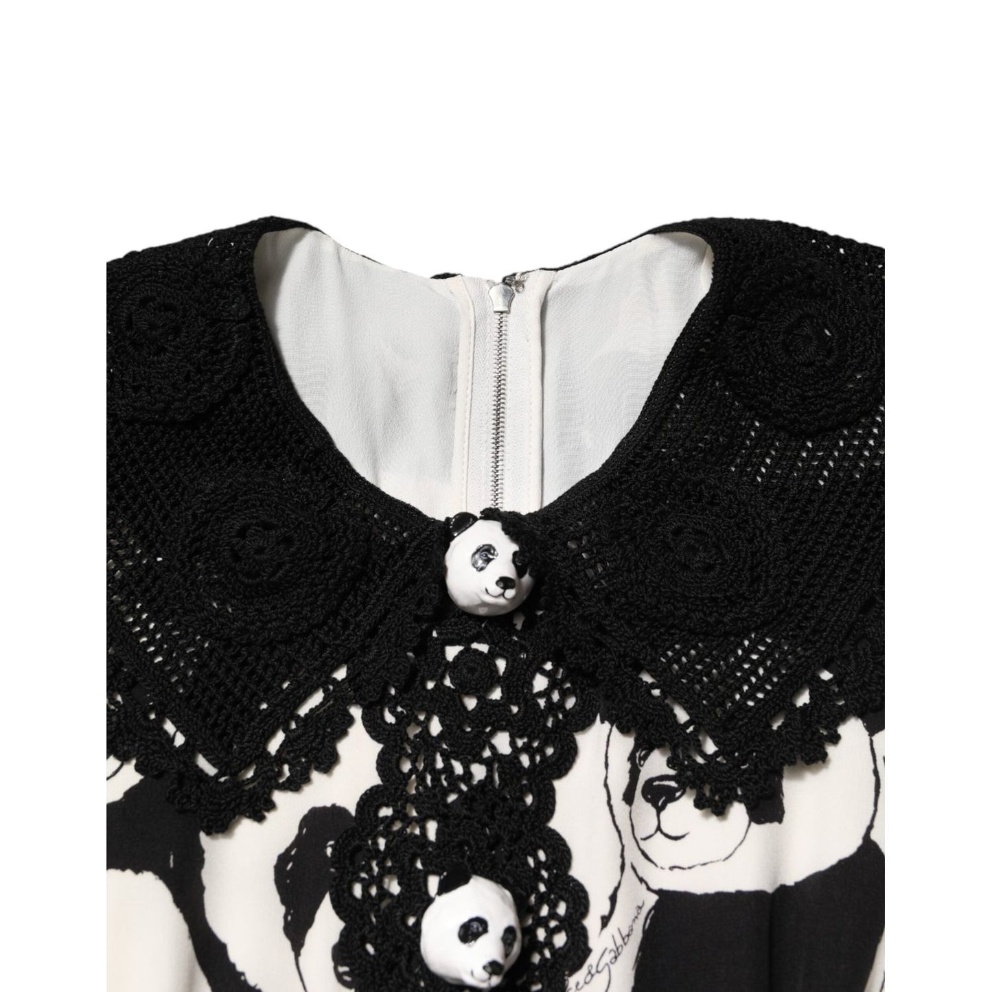 Dolce & Gabbana White Black Panda Print Flared Midi Dress DR81813-40