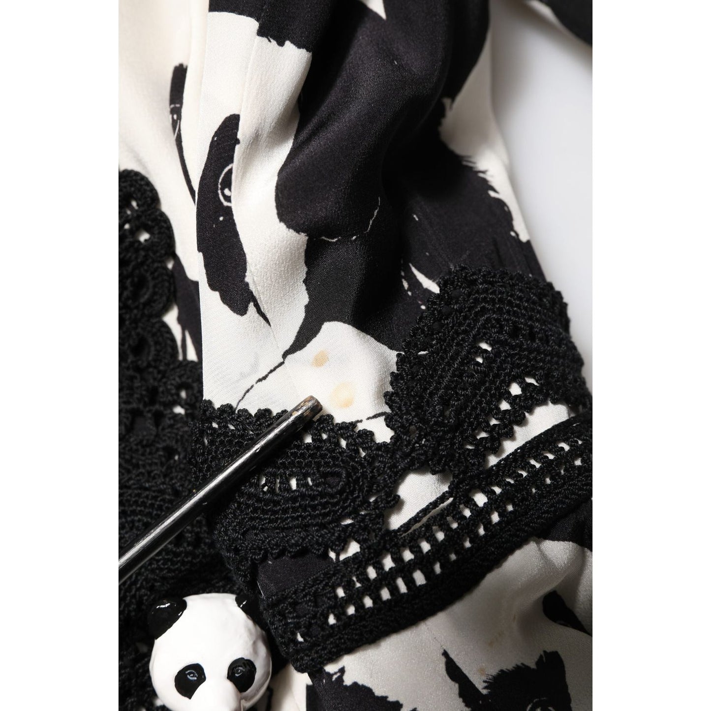 Dolce & Gabbana White Black Panda Print Flared Midi Dress DR81813-40