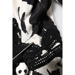 Dolce & Gabbana White Black Panda Print Flared Midi Dress DR81813-40