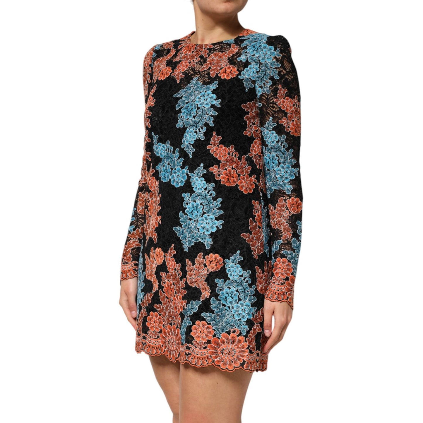 Dolce & Gabbana Multicolor Floral Embroidery Shift Mini Dress DR81814-44