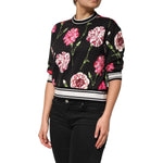 Dolce & Gabbana Black Floral Print Cotton Short Sleeves Top TSH90594-38