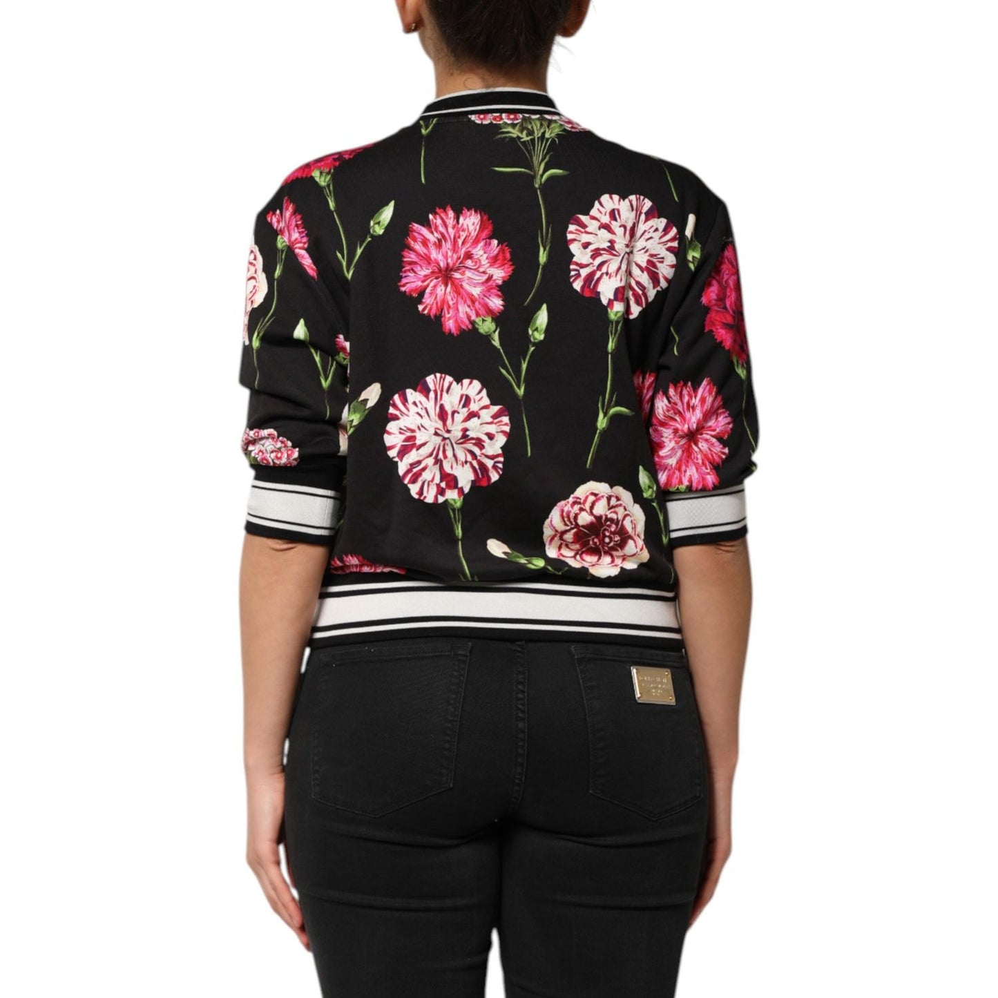 Dolce & Gabbana Black Floral Print Cotton Short Sleeves Top TSH90594-38