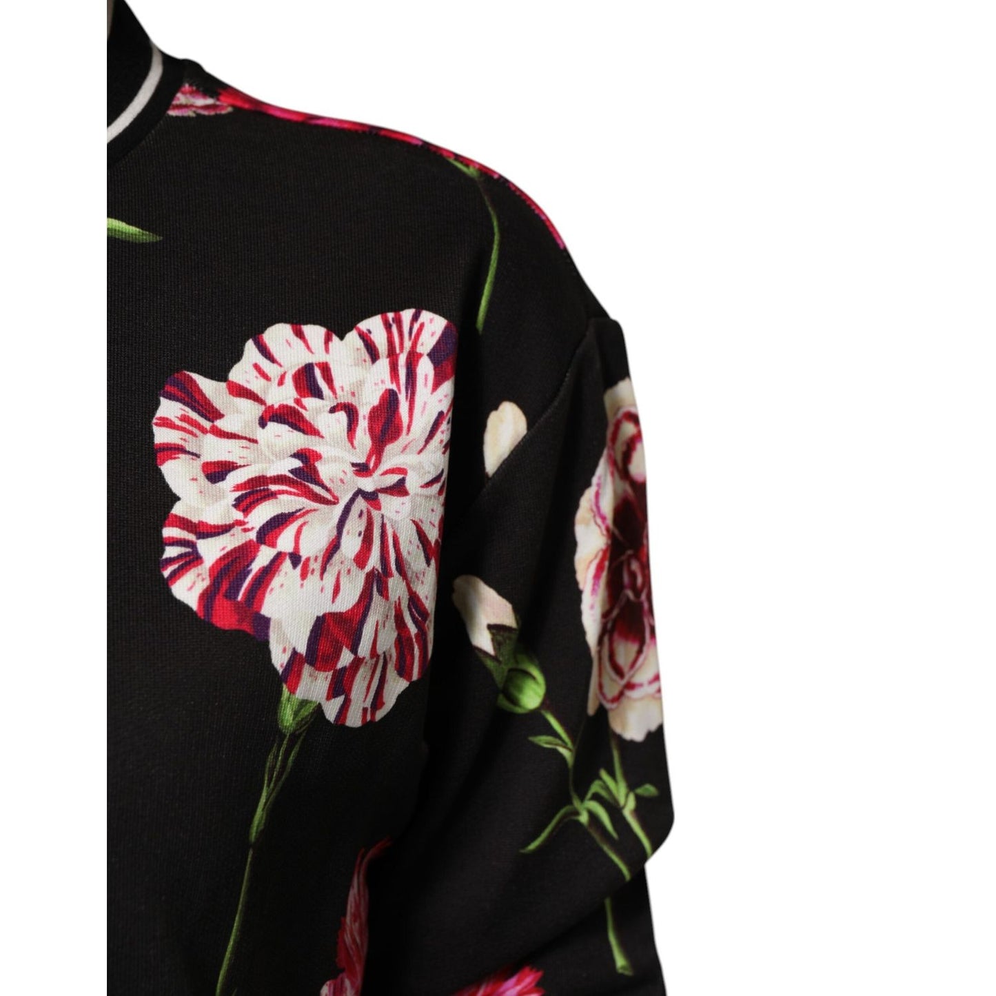 Dolce & Gabbana Black Floral Print Cotton Short Sleeves Top TSH90594-38