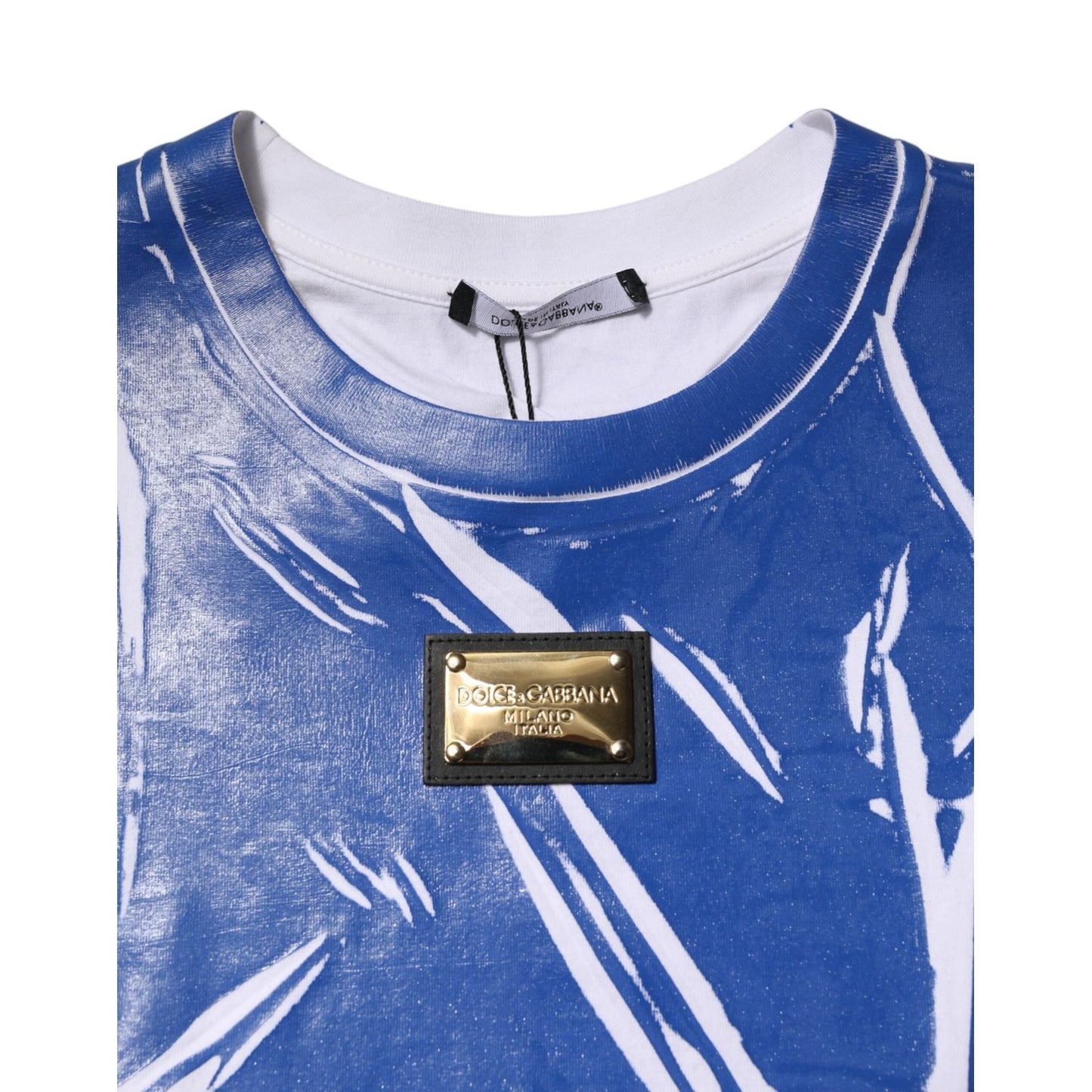 Dolce & Gabbana Blue White Cotton Logo Plaque Women Tank Top TSH90641-42