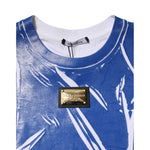 Dolce & Gabbana Blue White Cotton Logo Plaque Women Tank Top TSH90641-42