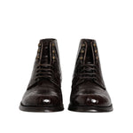 Dolce & Gabbana Dark Brown Leather Lace Up Short Boots Shoes MV7690-41