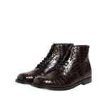 Dolce & Gabbana Dark Brown Leather Lace Up Short Boots Shoes MV7690-41