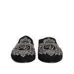 Dolce & Gabbana Black Velvet Slides DG Crown Slipper Shoes MV7629-39