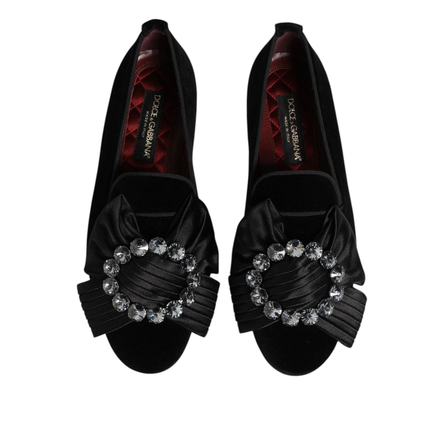 Dolce & Gabbana Black VATICANO Crystal Ribbon Slip On Shoes MV7631-40