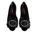 Dolce & Gabbana Black VATICANO Crystal Ribbon Slip On Shoes MV7631-40