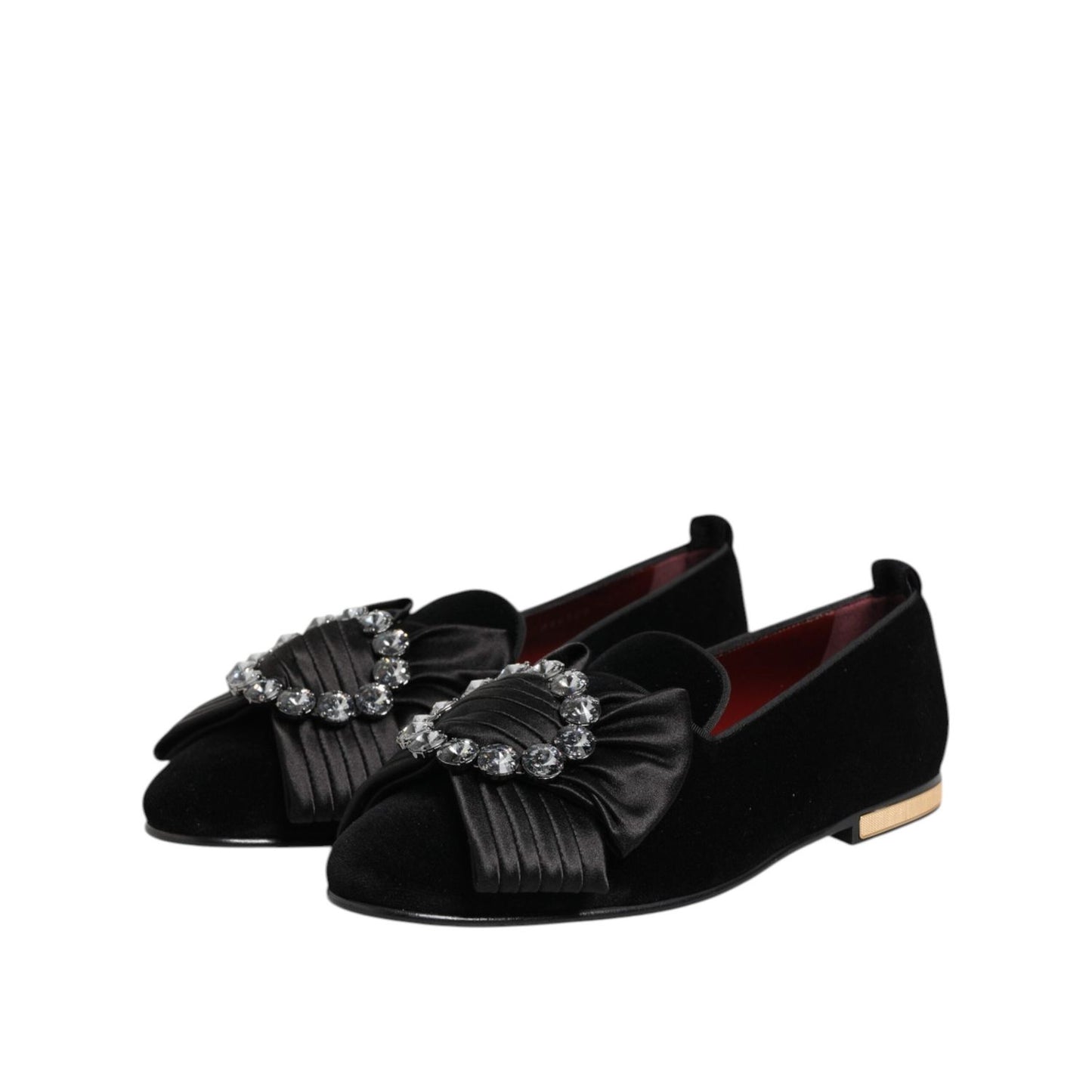 Dolce & Gabbana Black VATICANO Crystal Ribbon Slip On Shoes MV7631-40