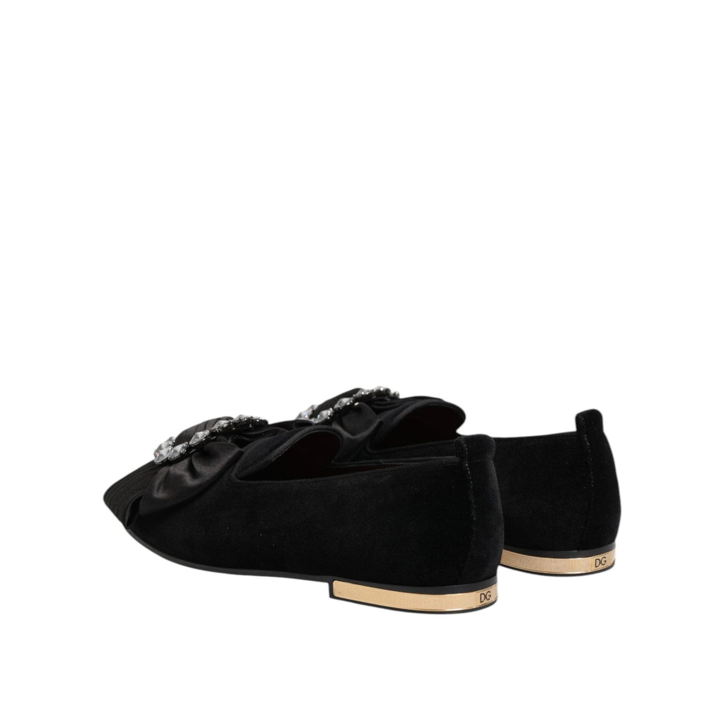 Dolce & Gabbana Black VATICANO Crystal Ribbon Slip On Shoes MV7631-40