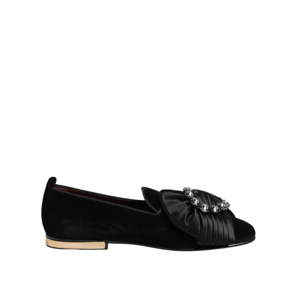 Dolce & Gabbana Black VATICANO Crystal Ribbon Slip On Shoes MV7631-40
