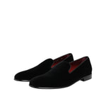 Dolce & Gabbana Black Velvet Slip On Loafers Men Formal Shoes MV7674-39