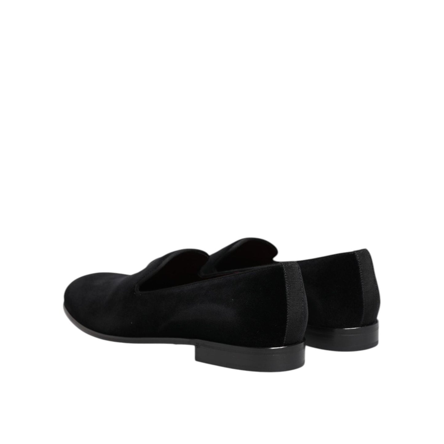Dolce & Gabbana Black Velvet Slip On Loafers Men Formal Shoes MV7674-39