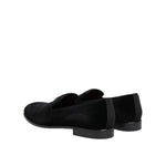 Dolce & Gabbana Black Velvet Slip On Loafers Men Formal Shoes MV7674-39