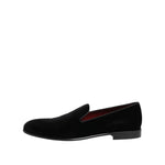 Dolce & Gabbana Black Velvet Slip On Loafers Men Formal Shoes MV7674-39
