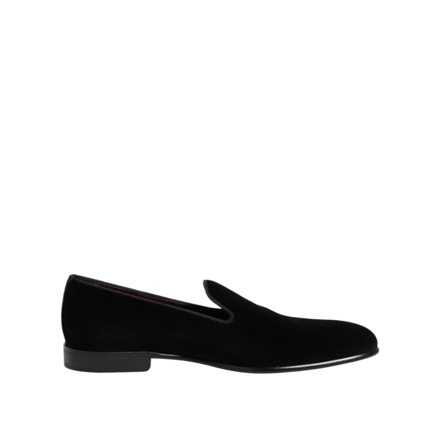 Dolce & Gabbana Black Velvet Slip On Loafers Men Formal Shoes MV7674-39