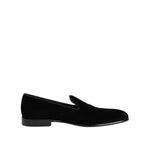 Dolce & Gabbana Black Velvet Slip On Loafers Men Formal Shoes MV7674-39