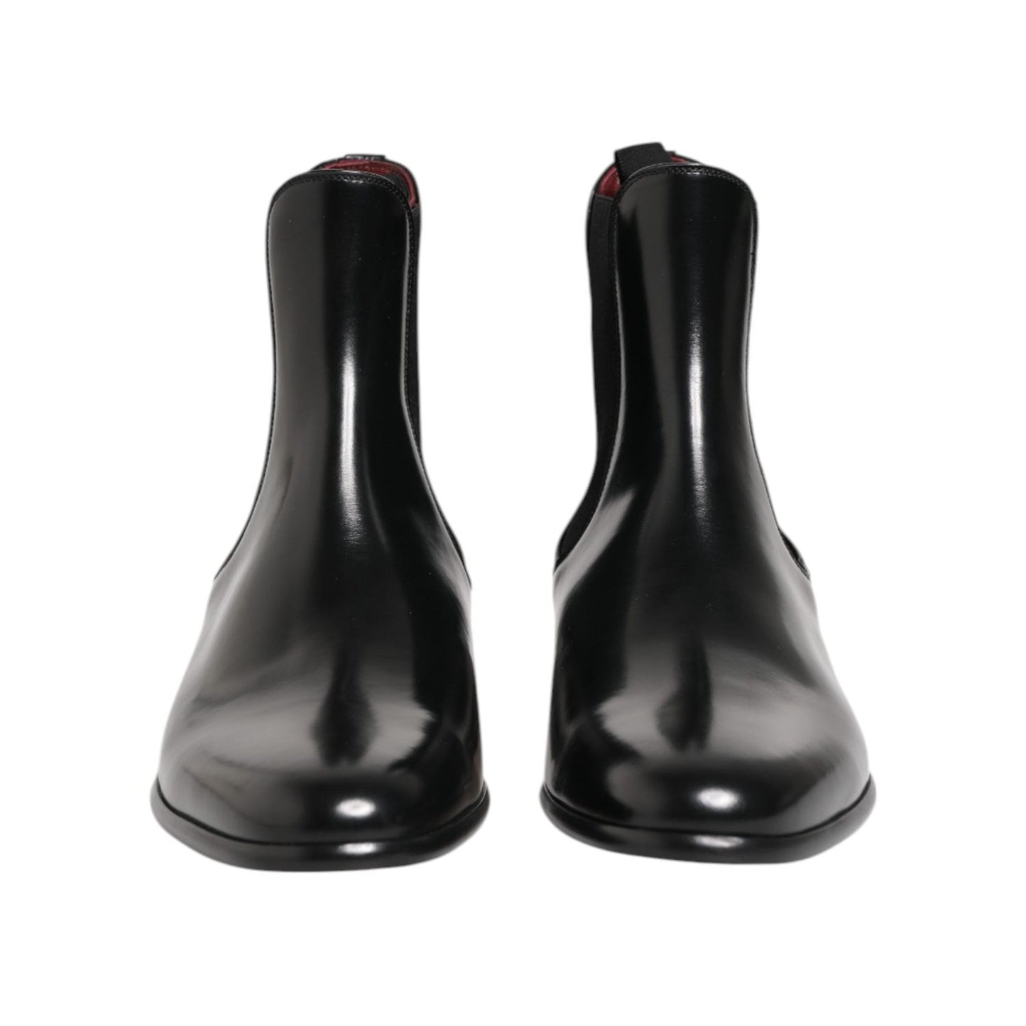 Dolce & Gabbana Black Leather Slip On Mid Calf Boots Shoes MV7687-44