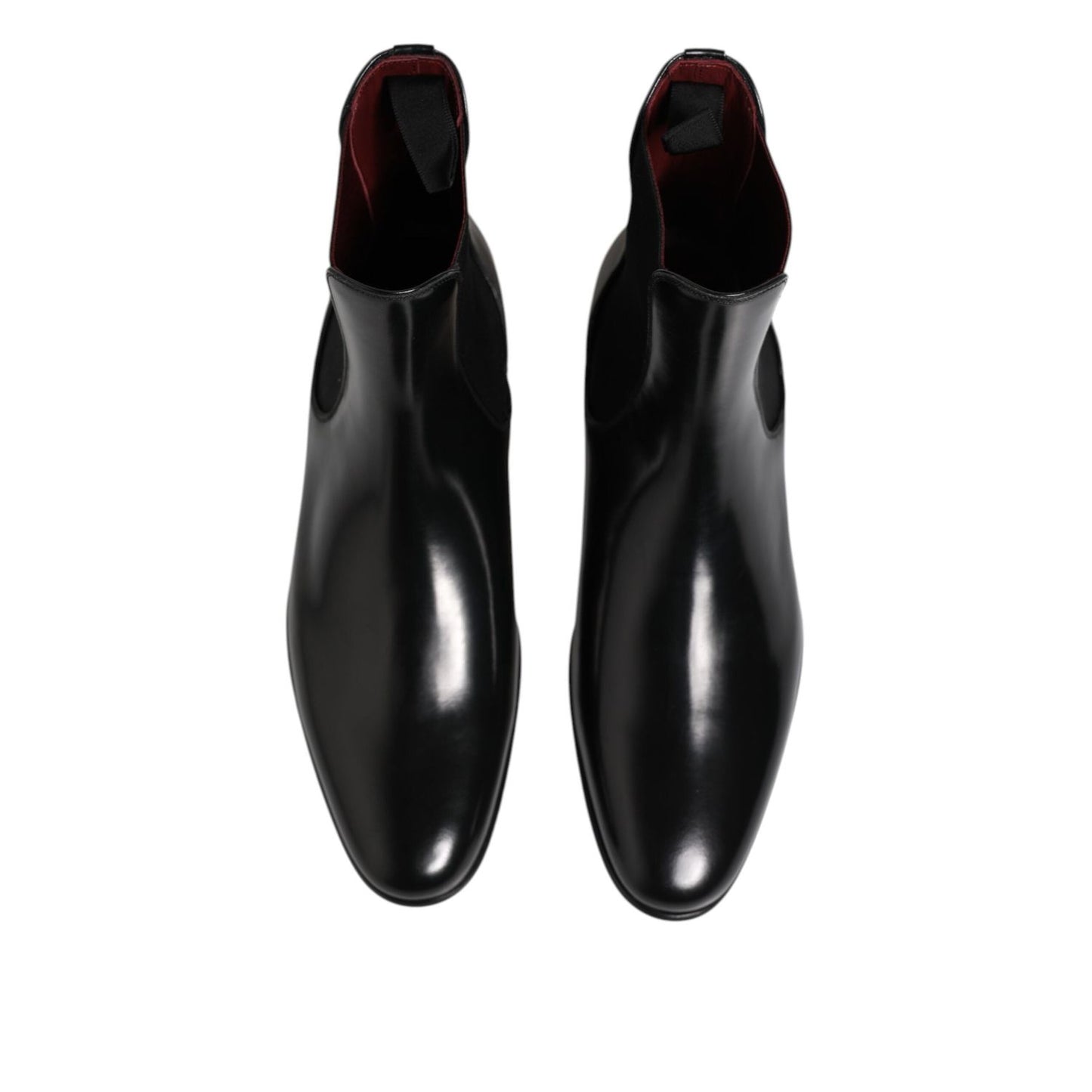 Dolce & Gabbana Black Leather Slip On Mid Calf Boots Shoes MV7687-44