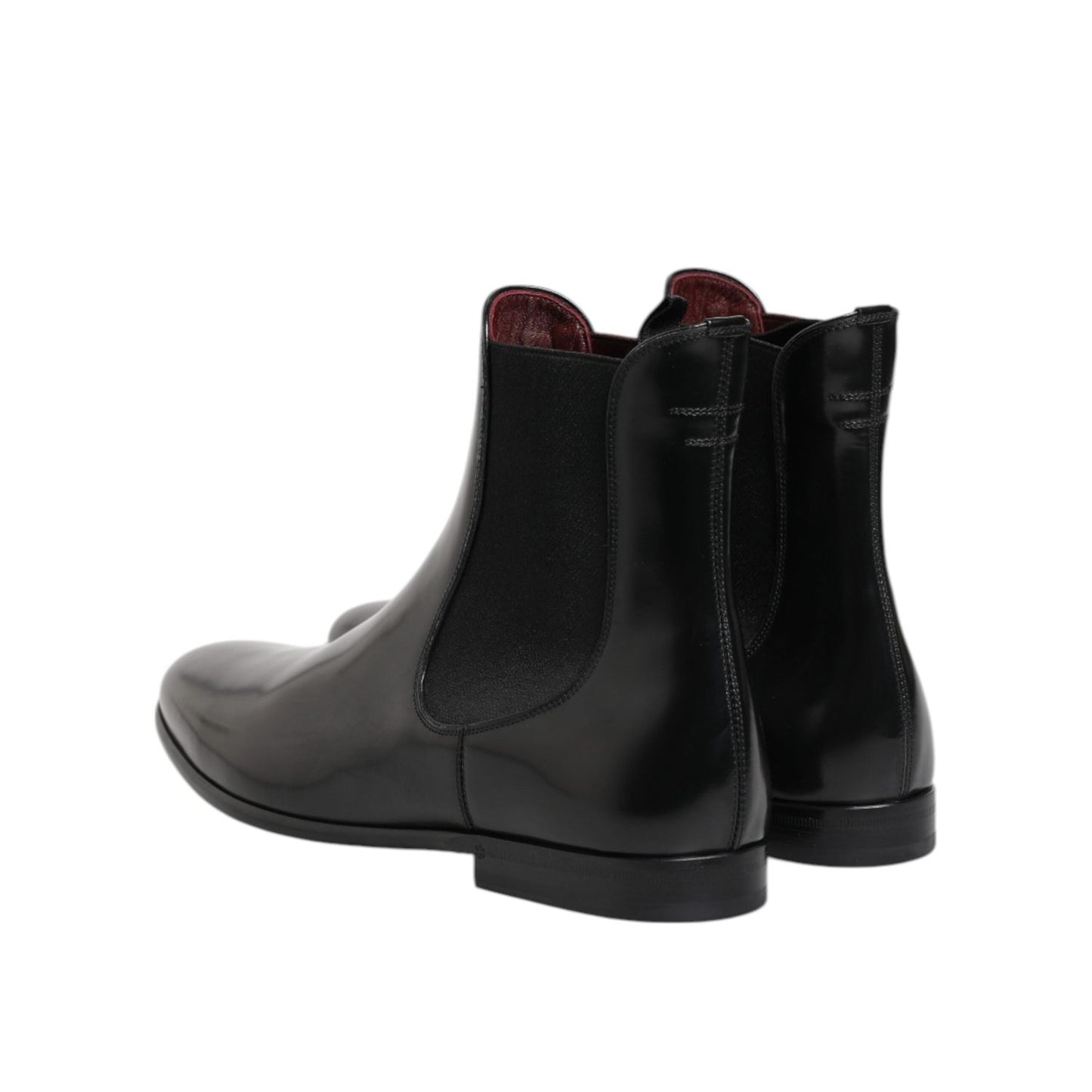 Dolce & Gabbana Black Leather Slip On Mid Calf Boots Shoes MV7687-44