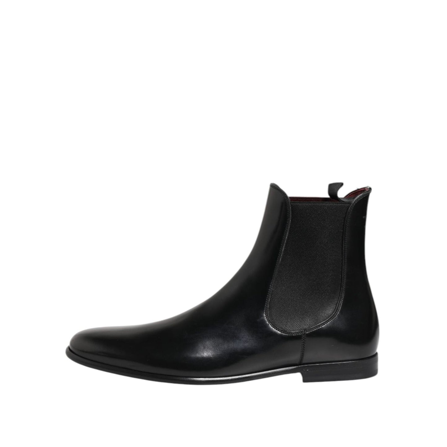 Dolce & Gabbana Black Leather Slip On Mid Calf Boots Shoes MV7687-44
