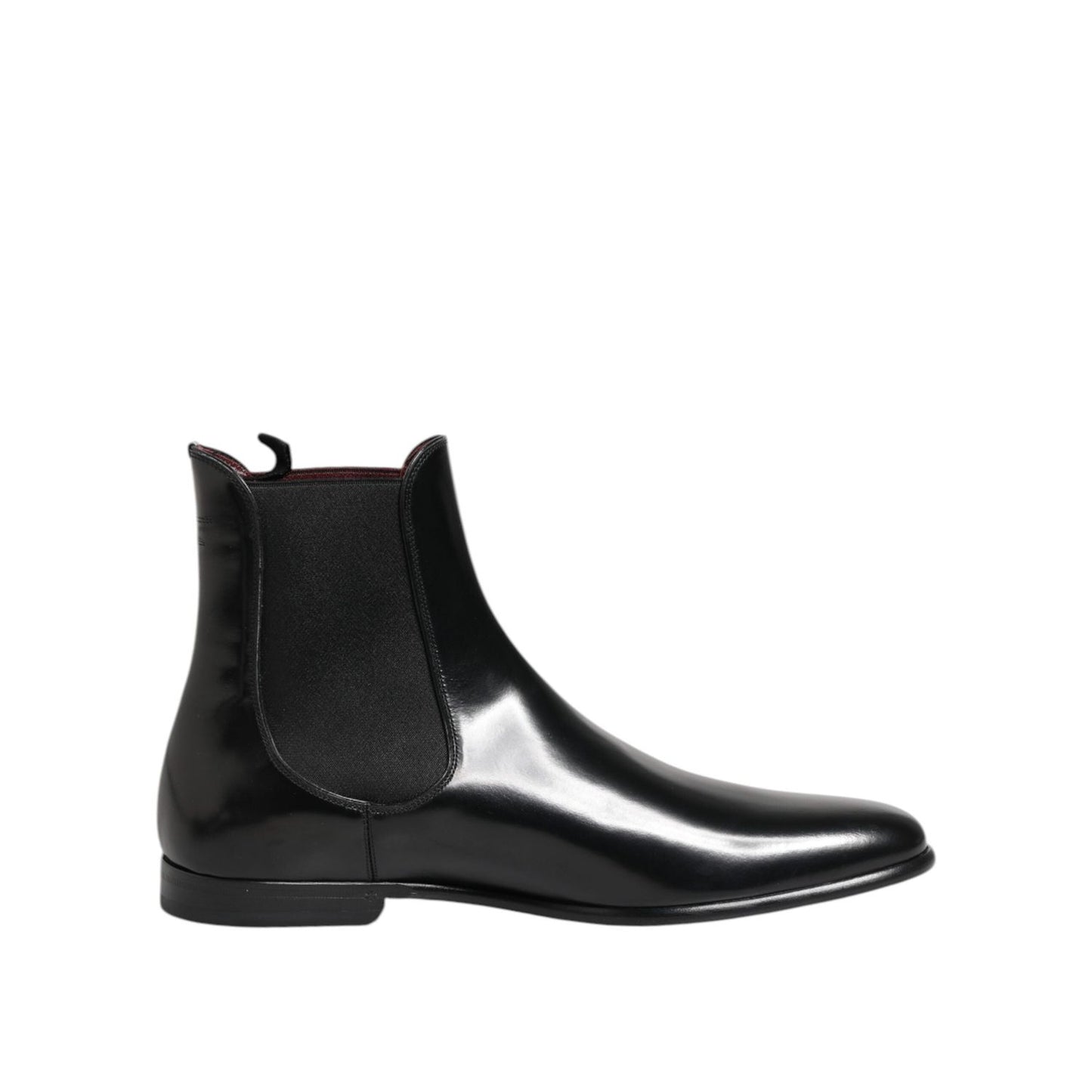 Dolce & Gabbana Black Leather Slip On Mid Calf Boots Shoes MV7687-44