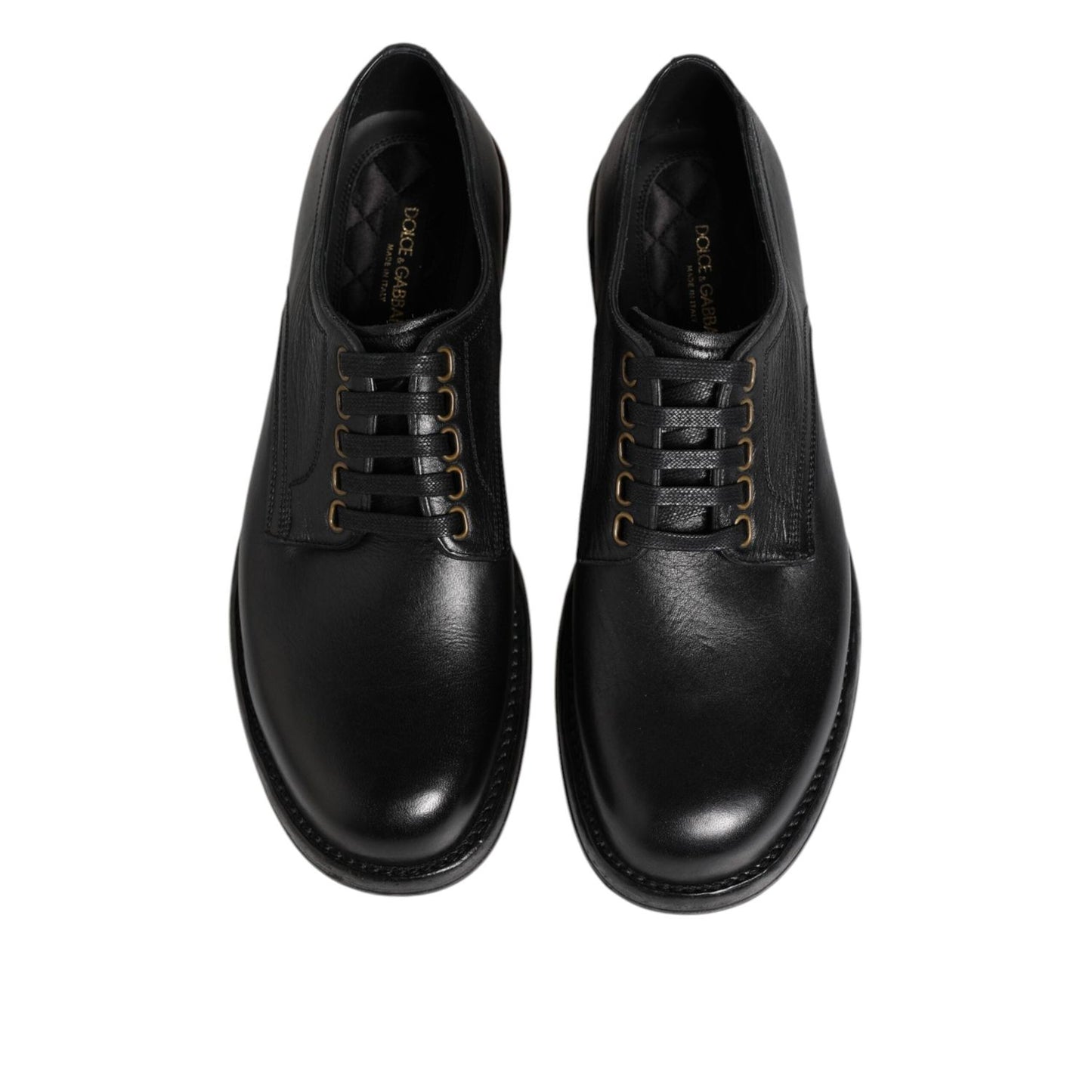 Dolce & Gabbana Black Leather Lace Up Derby Formal Shoes MV7692-42.5