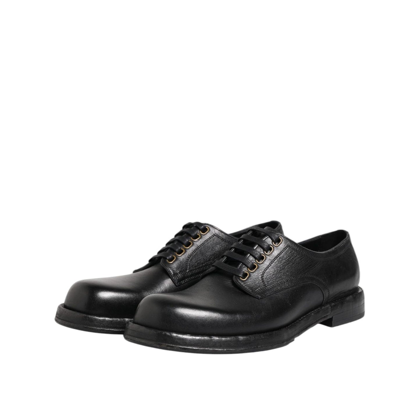 Dolce & Gabbana Black Leather Lace Up Derby Formal Shoes MV7692-42.5