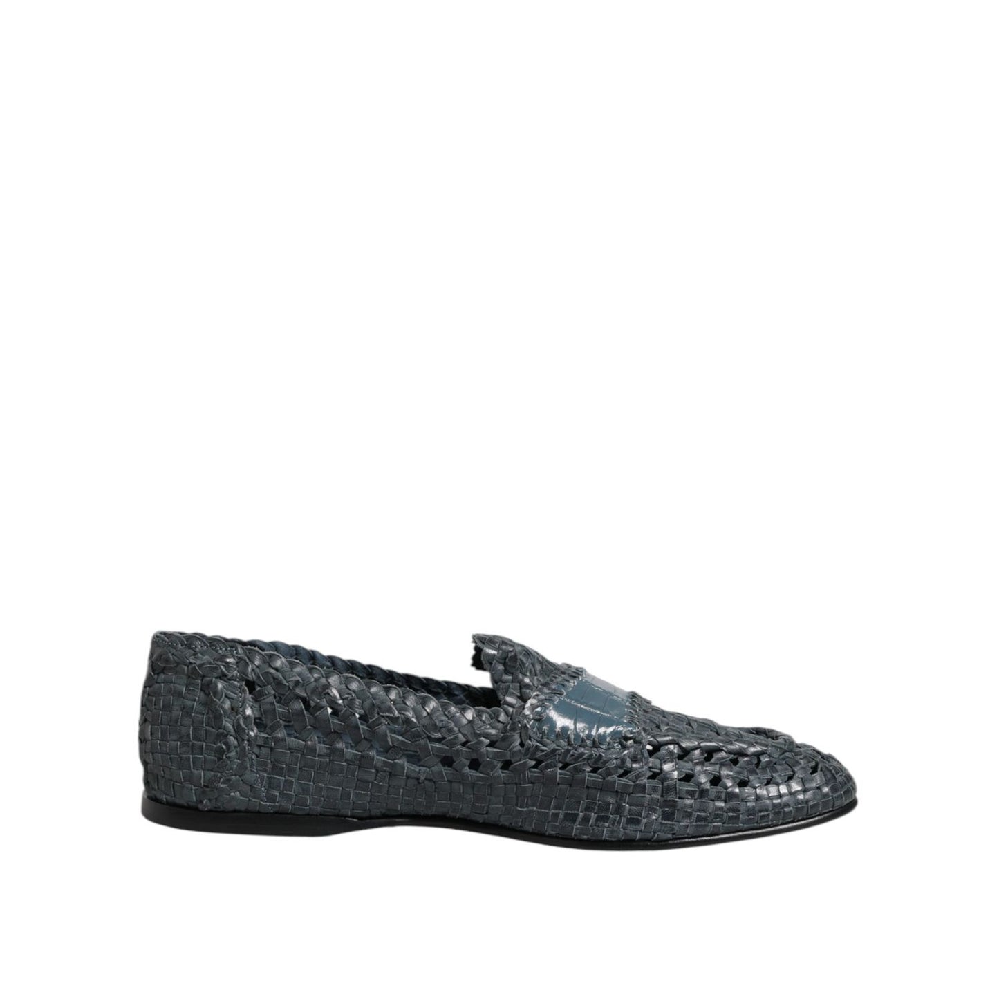 Dolce & Gabbana Blue Woven Raffia Slip On Loafers Shoes MV7694-45