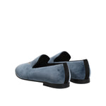 Dolce & Gabbana Blue Velvet DG Logo Loafers Formal Shoes MV7703-42