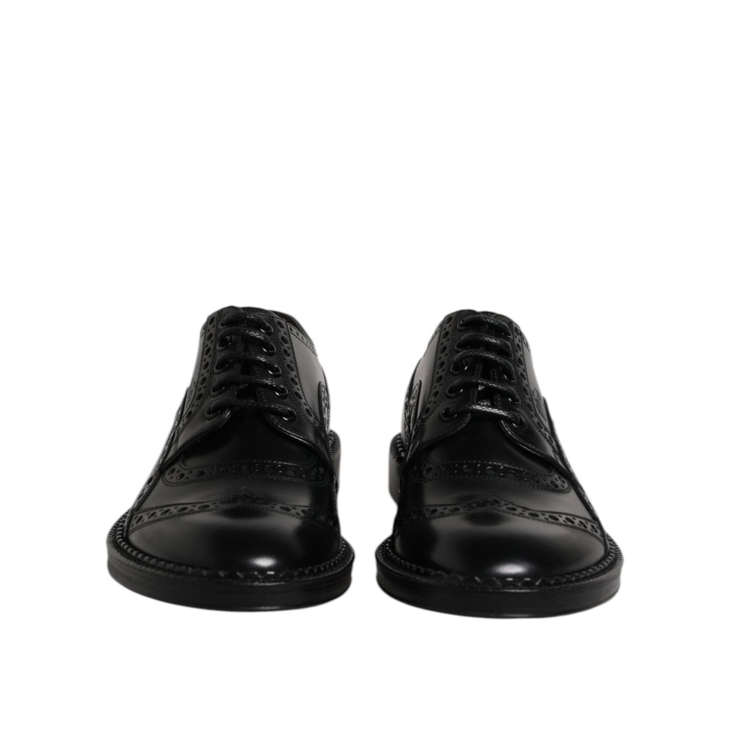 Dolce & Gabbana Black Leather Lace Up Men Derby Formal Shoes MV7705-41.5