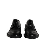Dolce & Gabbana Black Leather Lace Up Men Derby Formal Shoes MV7705-41.5