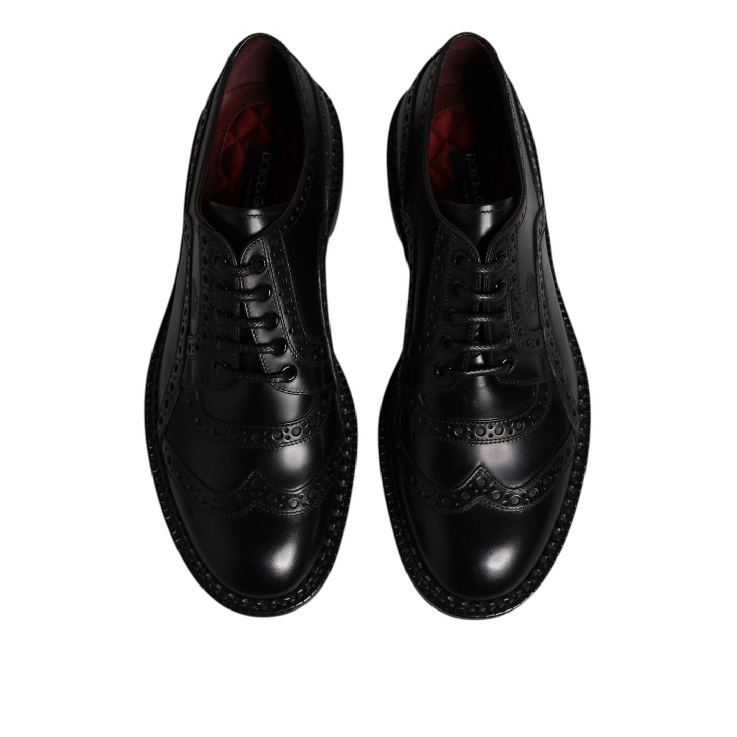 Dolce & Gabbana Black Leather Lace Up Men Derby Formal Shoes MV7705-41.5